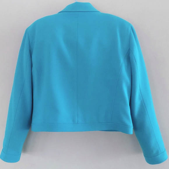 NWT Emanuel Ungaro jacket 8P $385 Aqua Pure wool Blue Short Light New - Picture 5 of 7